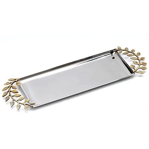 Plateau de service décoratif en aluminium fantaisie, forme ronde, plaqué argent, pour les hôtels et les restaurants, plateau de service pour les collations et les boissons - Product Image 6