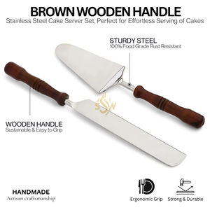 Juego de Cuchillo y Espátula para Pastel con Diseño Atractivo y Mango de Madera, Juego de Cubiertos de Tamaño Mediano de la Mejor Calidad, Utensilios para Hornear a Bajo Precio - Product Image 3
