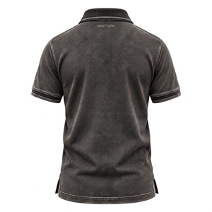 Mens <b>Vintage</b> Charcoal <b>Polo</b> <b>Shirt</b> Distressed Graphic Print Short Sleeve Custom Logo Casual Sportswear Wholesale OEM Manufacturer - Product Image 4