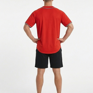 Camiseta de béisbol transpirable de talla grande, ligera, de manga corta, con botones frontales, ropa deportiva a precio económico, camiseta de béisbol de poliéster - Product Image 4