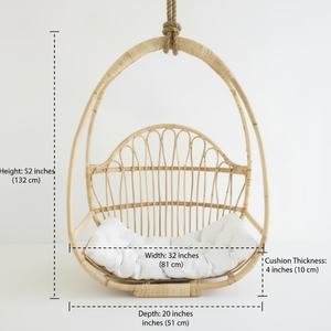 Hanging Chair Swing Rattan Wicker <b>Cushion</b> Outdoor Patio Garden Balcony Furniture Durable Modern Design Lightweight Eco-Friendly - Product Image 2