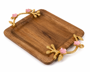 Plateau de service rustique en bois massif avec poignées en branche d'olivier argentée, planche à fromage en bois naturel de qualité supérieure - Product Image 6
