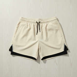 Men's 2 in 1 Outdoor Training Shorts Built-in Compression Inner <b>Layer</b> Zip Pockets Lightweight OEM Wholesale Factory Price - Product Image 4