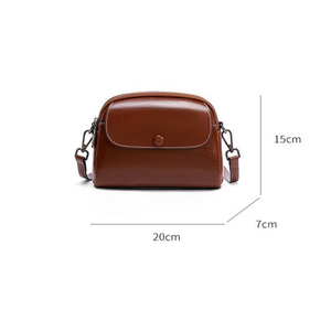 Brown Leather <b>Mini</b> <b>Crossbody</b> <b>Bag</b> With Button Closure Minimalist Style Women's Daily Use Waist <b>Bag</b> 20x15x7cm - Product Image 1