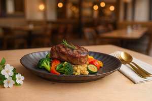Modern <b>Ceramic</b> Serving <b>Plate</b> Round Dark Stoneware Durable Solid Design For Dinner Party Home Restaurant Use - Product Image 4