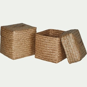 Square Seagrass <b>Basket</b> <b>with</b> <b>Lid</b> Handmade Storage <b>Basket</b> Wholesale eco-friendly Made Viet Nam - Product Image 1