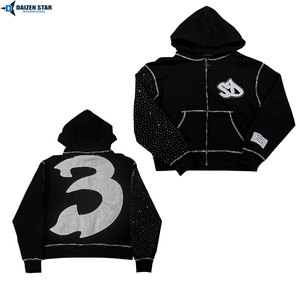 เสื้อฮู้ดซิปโอเวอร์ไซส์ ยูนิเซ็กซ์ ผ้าฝ้ายฟลีซ 100% สตรีทแวร์ฤดูหนาว รับสกรีนโลโก้ - Product Image 3