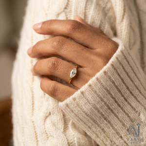 Anillo de Compromiso de Lujo con Diamante Cultivado en Laboratorio, Corte Marquesa, Plata, Engaste de Garra, Solitario, Anillo de Boda para Mujer, Certificado IGI - Product Image 6