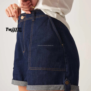 Shorts d'été pour femmes, de haute qualité, écologiques, à séchage rapide, en toile, coupe classique, taille haute, avec fermeture à boutons et poches - Product Image 2