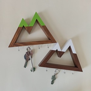 Wooden Mountain Design Key Holder <b>Wall</b> Hanging <b>Hook</b> <b>Rack</b> Perfect For Entryway Key Storage And Nature Theme Decor From India - Product Image 6