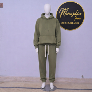 ชุดออกกำลังกายฤดูหนาวแบบสองชิ้น เสื้อฮู้ดผ้าฝ้ายฟลีซแบบเต็มตัวและกางเกงจ็อกเกอร์ ชุดวอร์มสำหรับผู้หญิง กันน้ำ ระบายอากาศได้ดี - Product Image 1