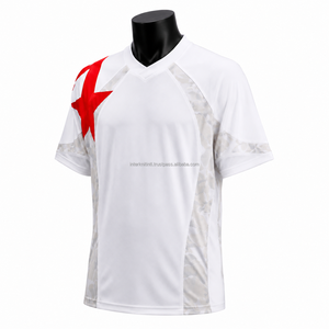 Camiseta de Fútbol Americano Personalizada para Hombre, Cuello en V, Blanca con Estrella Roja, Impresión Sublimada, Manga Corta, Transpirable, con Tirantes en T, Absorbe la Humedad - Product Image 2
