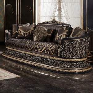 Sofá de Lujo Europeo en Oferta, Estilo Hotel Halekulani, Tapizado con Tallados Dorados, Esponja Duradera, Sofá Seccional en Forma de L para Sala de Estar o Apartamento - Product Image 3