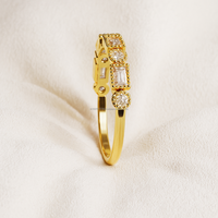 Bague demi-éternité géométrique en argent sterling 925 de haute qualité et or 14 carats avec moissanite taille baguette certifiée IGI pour mariage et fête