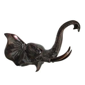 Figurine d'éléphant sauvage antique moulée à la main en métal aluminium cuivre durable avec tête haute - Product Image 1