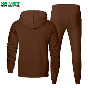 Ensemble de survêtement unisexe Naimat Abbas Industries, sweat-shirt à capuche marron et pantalon à cordon de serrage, couleur unie, manches longues, tissu épais - Product Image 4