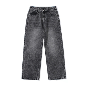 Straight Style Winter Autumn Summer Spring Washed <b>Jeans</b> Knitted 2026 Latest Design <b>Men's</b> Breathable Denim Pants Custom Logo - Product Image 5