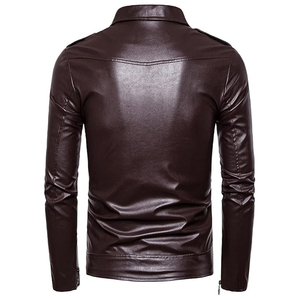 Chaquetas de Cuero para Motociclistas, Casuales, Negras, de Alta Calidad, Talla Grande para Hombre, Chaquetas de Invierno de Cuero Vegano, Elegantes y Personalizadas - Product Image 2