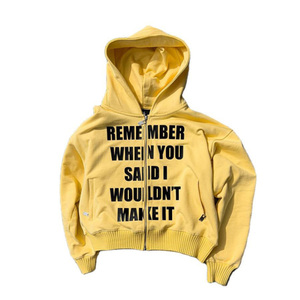 Men's High Street Full <b>Zip</b> <b>Hooded</b> Sweatshirt 100% Cotton Printed Embroidered Patchwork Pullover Fleece Hood - Product Image 2