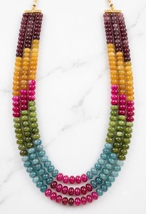 Luxury 6 Layer Multicolor Jade Beaded <b>Necklace</b> Handmade Natural Gemstone <b>Statement</b> <b>Necklace</b> Gold Tone Fashion Jewelry for Women - Product Image 3