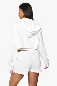 Custom-made Women's Zippered Fleece Hoodie Sets, Casual Oversized Printed Hoodie <b>Short</b> Sets Clothing Manufacturer - Product Image 5