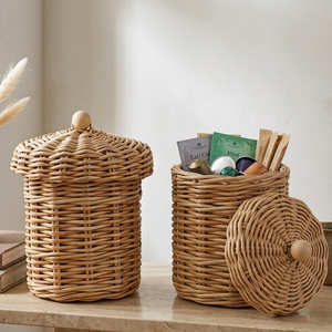 Cute Eco-Friendly Vintage Style Handmade Rattan Wicker Storage Box with Lid for Coffee Pods - Product Image 3