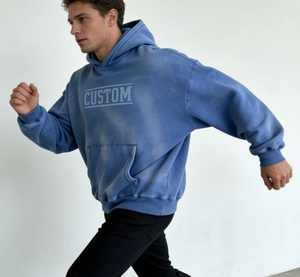 Sudadera con Capucha para Hombre, Estilo Casual, Uso Diario, Color Azul Claro, Tie-Dye, Talla Grande, con Bolsillo, Personalizable, Venta al Por Mayor de Fábrica - Product Image 2