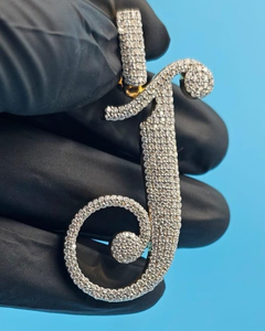 จี้เพชรโมอิสซาไนต์แบบกำหนดเอง VVS พร้อมชื่อสั่งทำ จี้เงินแท้ 925 สไตล์ฮิปฮอป จี้ตัวอักษร จี้ตราประทับ ของขวัญวันเกิด จี้แร็ปเปอร์สุดหรู - Product Image 1