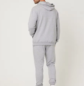 Conjunto Deportivo de Sudadera con Capucha Gris Melange para Hombre - Conjunto de Sudadera y Pantalones Deportivos Lisos con Logotipo Personalizado, Ropa Deportiva Informal de Dos Piezas - Product Image 4