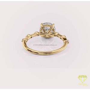 Round Cut Moissanite Diamond Solitaire Engagement <b>Ring</b> in 14K Yellow Gold <b>Dainty</b> Promise Wedding <b>Ring</b> for Women Fine Jewelry - Product Image 2