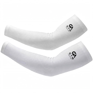 Manches de compression pour hommes GYM ACTIVE, blanches, longueur coude, UPF50+, polyester, légères, séchage rapide, respirantes, pour la gym, toutes saisons - Product Image 1