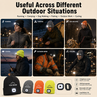 LED-Mütze mit USB-Aufladbarer Stirnlampe, Warme Strickmütze, Unisex für Outdoor, Camping, Angeln, Wandern, Laufen, Freihändig für die Nacht