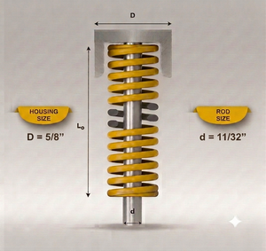 Resorte de compresión amarillo Mollificio Bordignon 4S, carga extra pesada, carcasa de diámetro 5/8, diámetro de varilla 11/32 - Product Image 1