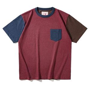 เสื้อยืดคอกลมแขนสั้นผู้ชาย ผ้าโพลีเอสเตอร์ ทรงโอเวอร์ไซส์ แต่งขอบตัดสี มีกระเป๋าหน้า สไตล์ลำลอง แห้งเร็ว - Product Image 1