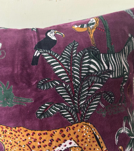 Luxury Purple Velvet Cushion Cover | Removable | Washable | <b>Decorative</b> <b>Pillow</b>| Purple Velvet cushion Cover Forest Animal Print - Product Image 6