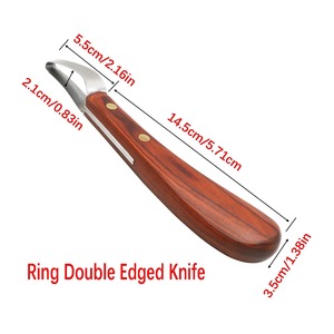 Cuchillo para Herraduras con Mango de Madera, Hojas de Acero Inoxidable de Doble Filo y Forma de Anillo, Herramientas para Recortar Pezuñas de Ganado y Ovejas - Product Image 2