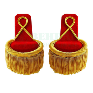 Wholesale Band Uniform Epaulettes White or Gold Fringed Epaulettes Gold Embroidered <b>Sew</b>-On Fabric Shoulder Boards Epaulette - Product Image 5