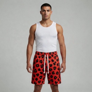 Shorts en maille unisexe Pro Performance Ruby Red Cheetah Sublimation, vêtements décontractés avec imprimé animal audacieux et cordon de serrage réglable - Product Image 6