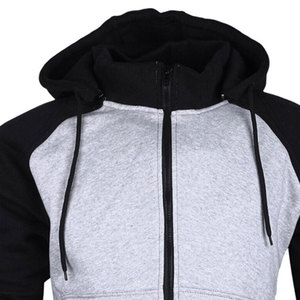 Sudadera con Capucha y Cremallera para Hombre, Color Gris Negro, Manga Raglán, Corte Regular, Estilo Casual para Otoño, 100% Algodón French Terry - Product Image 5