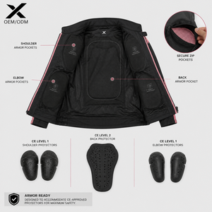 Chaqueta Softshell para Motocicleta X Sports City para Mujer, Manga Larga, Cierre de Cremallera, Resistente al Viento, Cuello Alto, Reflectante, Color Sólido - Product Image 4