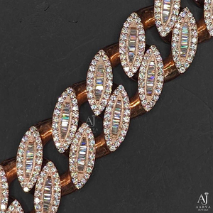 Rose Gold Plated 925 Silver Moissanite Cuban Link Necklace Hiphop Wedding Style Oval Claw Set <b>Iced</b> <b>Out</b> <b>Chain</b> Jewelry - Product Image 5