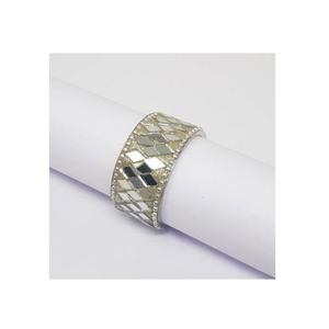 Anneaux de serviette de luxe en mosaïque géométrique, motif diamant, écologiques, durables, porte-serviettes en cristal, style Art Déco moderne pour mariage, vente en gros - Product Image 2