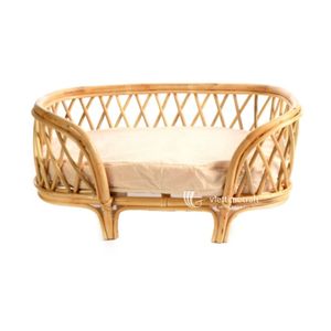 Canapé-lit de luxe en rotin massif pour chat et chien, panier-lit surélevé en osier durable pour la décoration intérieure - Product Image 1