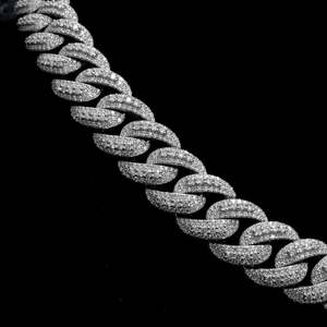 925 Sterling Silver Moissanite Cuban Link <b>Chain</b> Necklace <b>Iced</b> <b>Out</b> Bold Pendant Jewelry for Men Women - Product Image 4