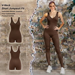 Combinaison longue à manches longues pour femme, taille haute, col en V, couleur unie, en Spandex et Polyester, effet ventre plat, style streetwear - Product Image 1