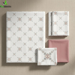 Juego de Sábanas de Algodón Puro, Tamaño Super King 120x120* |   Lino Transpirable con Estampado Geométrico Pastel y 2 Fundas de Almohada con Acabado Suave - Product Image 4