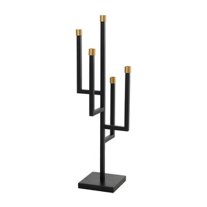 Modern Black Metal Durable Eco-Friendly Candle Stand Gold Accents for Home Decoration Unique Handcrafted Iron <b>Christmas</b> Candle - Product Image 3