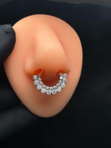 Apsara Lab Grown Diamond <b>Hoop</b> <b>Ring</b> with Invisible Setting in 14K Gold for Septum and Daith Piercing - Product Image 5