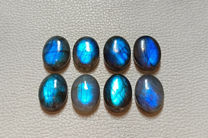 Blue <b>Fire</b> Labradorite Oval Cabochon 12x16mm Loose Gemstone Set Flat Back Polished <b>Stone</b> Lot For Jewelry Making Supplies - Product Image 4
