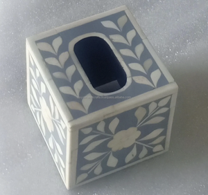Boîte de papier de soie incrusté d'os de conception classique fabriqué à la main décor à la maison porte-serviettes incrusté d'os d'Inde - Product Image 2
